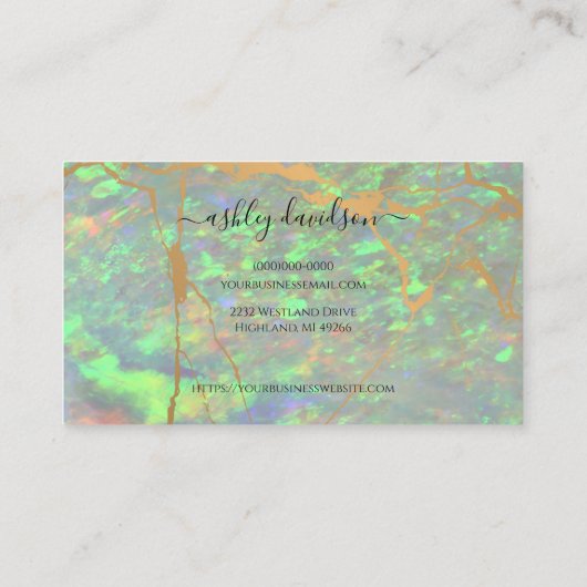 Moderne groene Opal Customer Loyalty Kaart Visitekaartje (Achterkant)