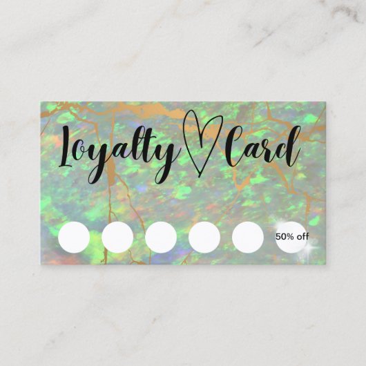 Moderne groene Opal Customer Loyalty Kaart Visitekaartje (Voorkant)