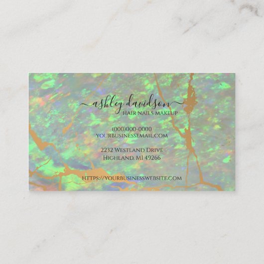 Moderne groene Opal Professionele Afspraakkaarten Afsprakenkaartje (Achterkant)