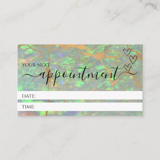 Moderne groene Opal Professionele Afspraakkaarten Afsprakenkaartje (Voorkant)