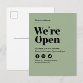 Moderne groene open voor bedrijven Levering result Aankondigingskaart (Voorkant / Achterkant)