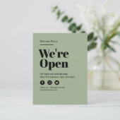 Moderne groene open voor bedrijven Levering result Aankondigingskaart (Staand voorkant)