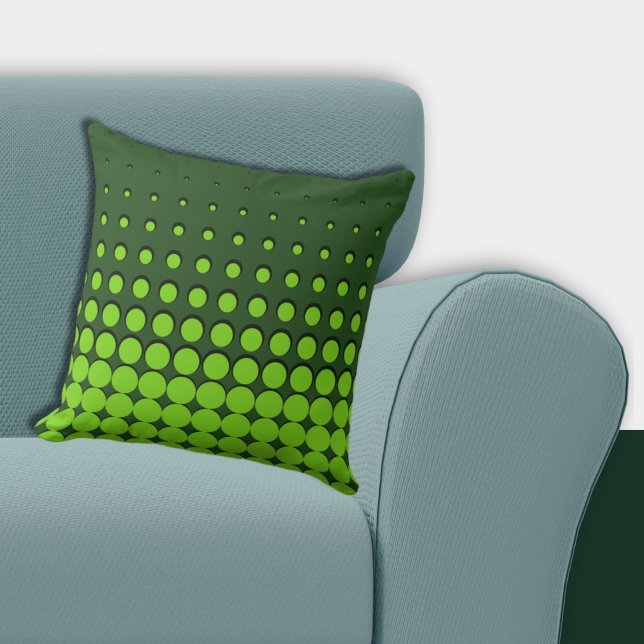 Moderne Groene Oplopende Halftonen Kussen (Modern Green Ascending Halftones Throw Pillow)