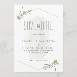 Moderne groene opslag en Gold Lijst Sla de datum o Menu