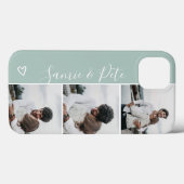 Moderne groene paar namen 3 foto's collage raster Case-Mate iPhone case (Achterkant (horizontaal))