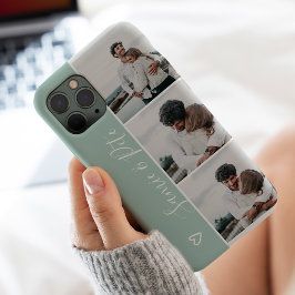 Moderne groene paar namen 3 foto's collage raster Case-Mate iPhone case