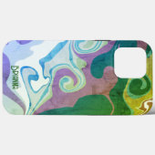 Moderne Groene Paarse Abstracte Naam Retro Case-Mate iPhone Case (Achterkant (horizontaal))