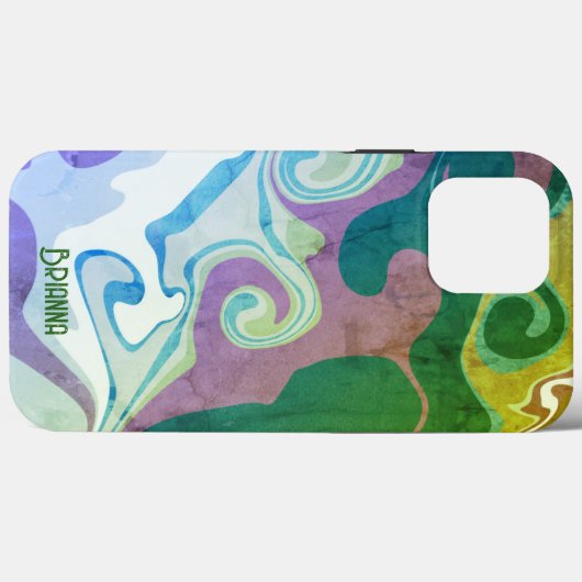  Moderne Groene Paarse Abstracte Naam Retro Case-Mate iPhone Case (Achterkant (horizontaal))