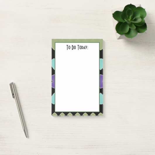 Moderne groene paarse en blauwgroen post-it® notes (Kantoor)