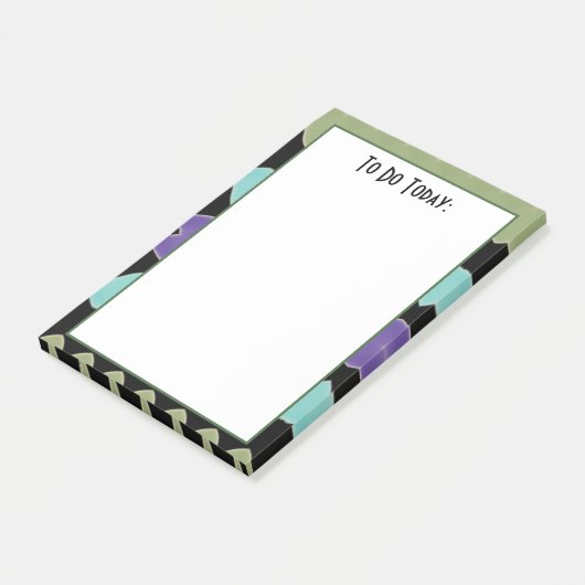 Moderne groene paarse en blauwgroen post-it® notes (Schuin)