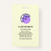 Moderne groene Paarse golven werknemer foto-sjablo Badge (Achterkant)