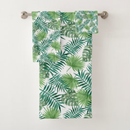 Moderne groene palmbladeren bad handdoek