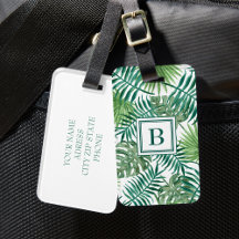 Moderne groene palmbladeren met monogram
