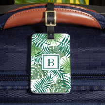 Moderne groene palmbladeren monogram