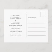 Moderne groene palmen Save the Date-ansichtkaart Briefkaart (Achterkant)