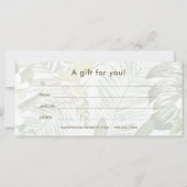 Moderne groene palmprint cadeaubon (Achterkant)