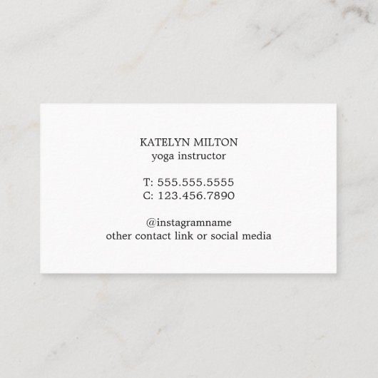 Moderne Groene Pastel Lotus Icon Yoga Instructeur Visitekaartje (Achterkant)