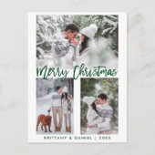 Moderne groene penseelscript voor prettige kerstfo briefkaart (Voorkant)