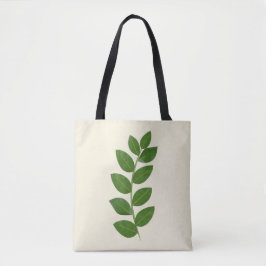 Moderne groene plantenbladeren tote bag