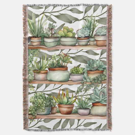 Moderne groene plantenplank lezen deken (Voorkant Verticaal)