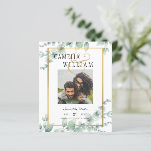 Moderne Groene PLATATJE Huwelijksaankondiging Bewa (Staand voorkant)