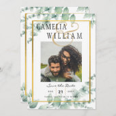 Moderne Groene PLATATJE Huwelijksaankondiging QRco Kaart (Voorkant / Achterkant)