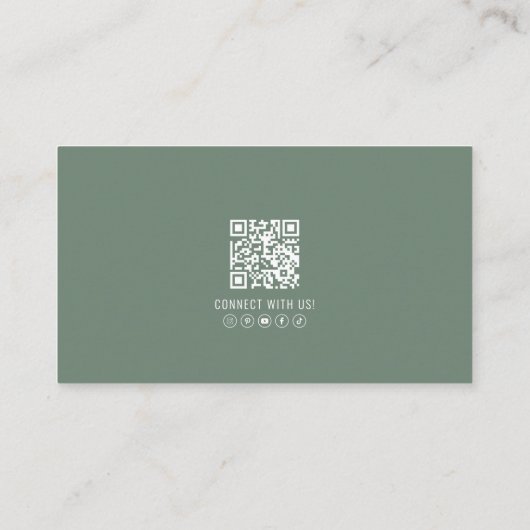 Moderne Groene Professionele QR Code Foto Logo Visitekaartje (Achterkant)