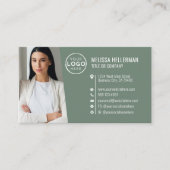 Moderne Groene Professionele QR Code Foto Logo Visitekaartje (Voorkant)