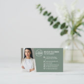 Moderne Groene Professionele QR Code Fotologo Visitekaartje (Staand voorkant)