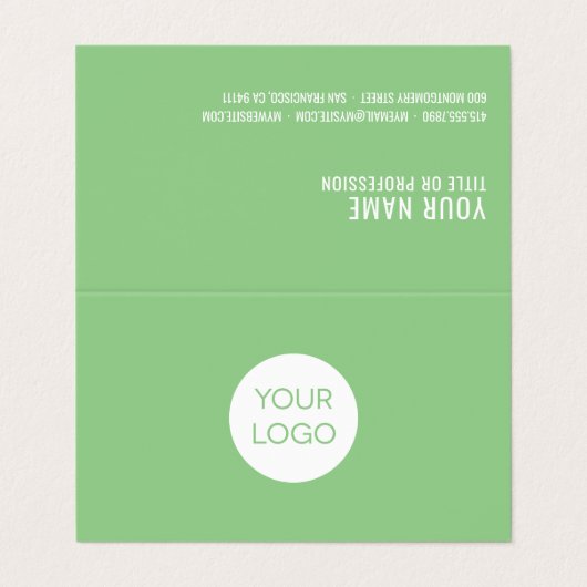 Moderne groene professionele Visitekaartjes met Lo (Buitenkant ongevouwen)