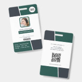 Moderne groene professionele werknemerspasfoto badge (Voor- en achterkant)