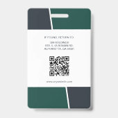 Moderne groene professionele werknemerspasfoto badge (Achterkant)