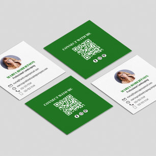 Moderne groene QR-code sociale media foto Vierkante Visitekaartje