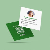 Moderne groene QR-code sociale media foto Vierkante Visitekaartje