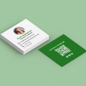 Moderne groene QR-code sociale media foto Vierkante Visitekaartje