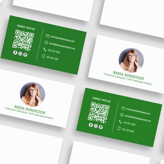 Moderne groene QR-code sociale media foto Visitekaartje