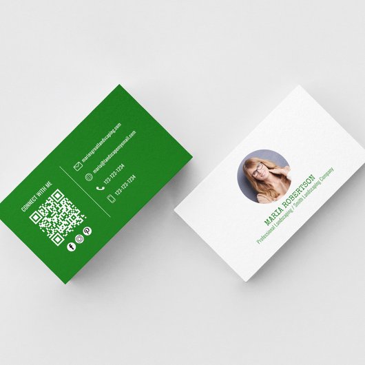 Moderne groene QR-code sociale media foto Visitekaartje