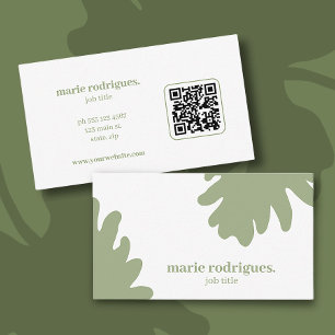 Moderne Groene QR Code Zakelijke Kaart Visitekaartje