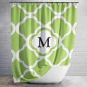 Moderne Groene Quatrefoil Monogram Douchegordijn