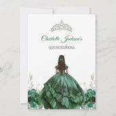 Moderne Groene Quinceanera Uitnodiging (Achterkant)