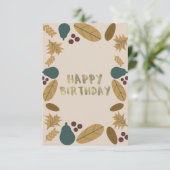 Moderne groene rand Thanksgiving herfst verjaardag Kaart (Staand voorkant)