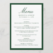 Moderne Groene Rand Trouwdag Menu (Voorkant)