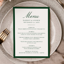 Moderne Groene Rand Trouwdag Menu