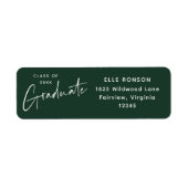 Moderne groene retouradres voor afstudeerders etiket (Voorkant)