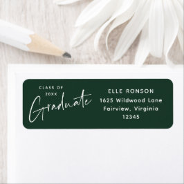 Moderne groene retouradres voor afstudeerders etiket