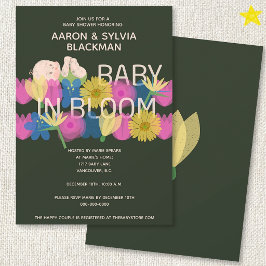 Moderne groene Riso-afdruk bloemige baby shower Kaart