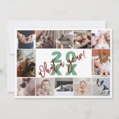 Moderne Groene Rode 12 Foto Collage Wat een jaar Feestdagenkaart (Voorkant)