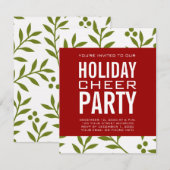 Moderne groene rode bessen typografie Holiday Part Kaart (Voorkant / Achterkant)