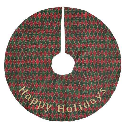 Moderne Groene Rode Diamant Patroon Persoonlijk Be Kerstboom Rok (Voorkant)