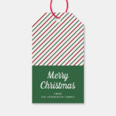 Moderne groene rode gestreepte Kerst Cadeaulabel (Voorkant)